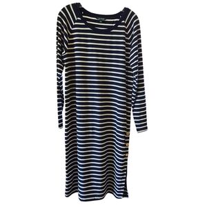 Polo Ralph‎ Lauren Black and White Striped Long Sleeve Dress